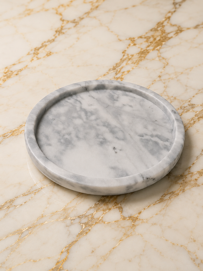 Marble coaster on a marble surface